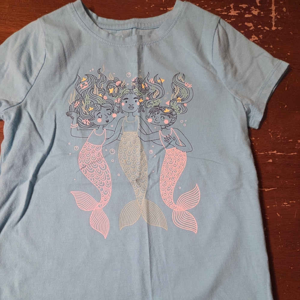 Cat & Jack Kids T-Shirt - Light Blue with Mermaid Design